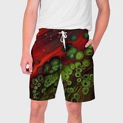 Шорты на шнурке мужские Абстрактные красный песок и зелёные камни, цвет: 3D-принт