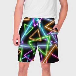 Шорты на шнурке мужские Неоновые треугольники - текстура, цвет: 3D-принт