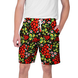 Мужские шорты Русские узоры - цветы и ягоды