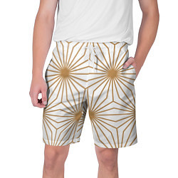 Шорты на шнурке мужские Золотой паттерн на белом фоне, цвет: 3D-принт