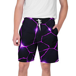 Шорты на шнурке мужские Фиолетовые неоновые трещины, цвет: 3D-принт