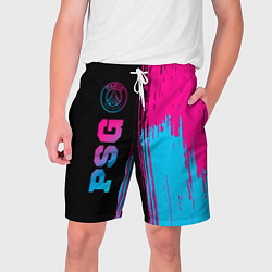 Шорты на шнурке мужские PSG - neon gradient: по-вертикали, цвет: 3D-принт