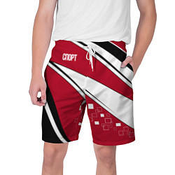 Шорты на шнурке мужские Красно черная абстракция на белом спорт, цвет: 3D-принт