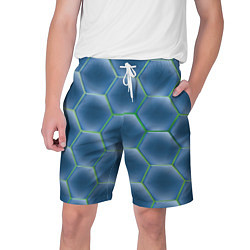 Шорты на шнурке мужские Синии шестигранники, цвет: 3D-принт