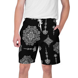 Шорты на шнурке мужские Паттерн с орнаментом мандалы на черном фоне, цвет: 3D-принт