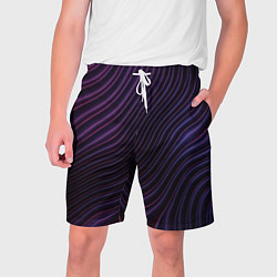 Шорты на шнурке мужские Фиолетово-синяя волнообразная абстракция, цвет: 3D-принт