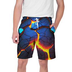 Шорты на шнурке мужские Яркая неоновая лава, разломы, цвет: 3D-принт