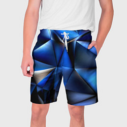 Шорты на шнурке мужские Polygon blue abstract, цвет: 3D-принт