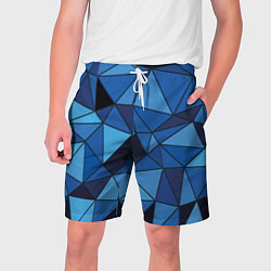 Шорты на шнурке мужские Синие треугольники, абстракт, цвет: 3D-принт
