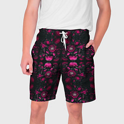 Шорты на шнурке мужские Ярко-розовые неоновые лилии, цвет: 3D-принт