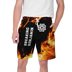 Шорты на шнурке мужские Breaking Benjamin и пылающий огонь, цвет: 3D-принт