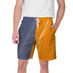 Шорты на шнурке мужские Counter Strike 2 Blue Orange Pattern, цвет: 3D-принт