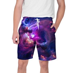 Шорты на шнурке мужские Небула в космосе в фиолетовых тонах - нейронная се, цвет: 3D-принт