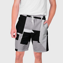 Шорты на шнурке мужские Белые и чёрные кубы в геометрии, цвет: 3D-принт