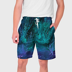 Шорты на шнурке мужские Абстракция: неоновые огни подводного мира, цвет: 3D-принт