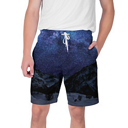 Шорты на шнурке мужские Снежные горы и космос, цвет: 3D-принт