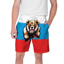 Мужские шорты Российский флаг и медведь