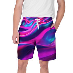 Шорты на шнурке мужские Фиолетовые неоновые волны, цвет: 3D-принт