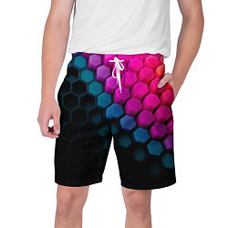 Шорты на шнурке мужские Цветной шестиугольник, цвет: 3D-принт