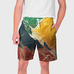 Шорты на шнурке мужские Мраморная радуга, цвет: 3D-принт