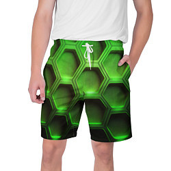 Шорты на шнурке мужские Объемные зеленые соты, цвет: 3D-принт