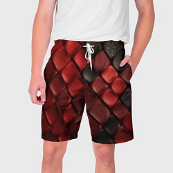 Шорты на шнурке мужские Кожаная красно черная текстура, цвет: 3D-принт