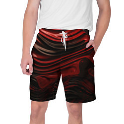 Шорты на шнурке мужские Кожаная красная и черная текстура, цвет: 3D-принт