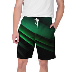 Шорты на шнурке мужские Черно зеленые полосы, цвет: 3D-принт