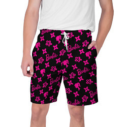 Шорты на шнурке мужские Барби паттерн черно-розовый, цвет: 3D-принт