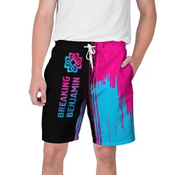 Шорты на шнурке мужские Breaking Benjamin - neon gradient: по-вертикали, цвет: 3D-принт
