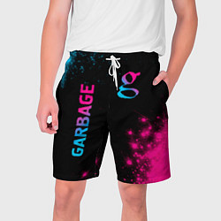 Шорты на шнурке мужские Garbage - neon gradient: надпись, символ, цвет: 3D-принт