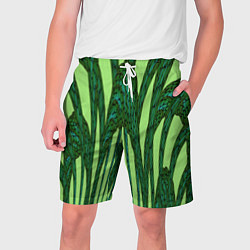 Шорты на шнурке мужские Зеленый растительный мотив, цвет: 3D-принт