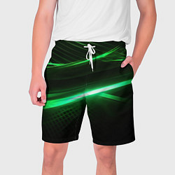 Шорты на шнурке мужские Зеленый неоновый свет, цвет: 3D-принт