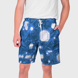 Мужские шорты Синие кибернетические схемы неон