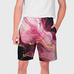 Мужские шорты Абстрактный черно-розовый мраморный узор