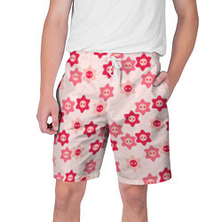 Шорты на шнурке мужские Розовые цветочные пуговицы, цвет: 3D-принт