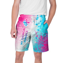 Шорты на шнурке мужские My Chemical Romance neon gradient style: по-вертик, цвет: 3D-принт