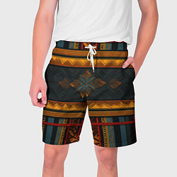 Шорты на шнурке мужские Этнический рисунок в полоску, цвет: 3D-принт