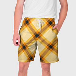 Шорты на шнурке мужские Желтая шотландская клетка, цвет: 3D-принт