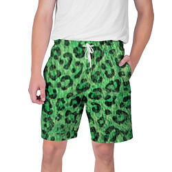 Шорты на шнурке мужские Зелёный леопард паттерн, цвет: 3D-принт