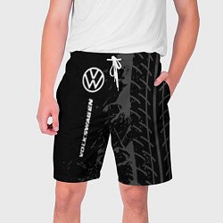 Мужские шорты Volkswagen speed на темном фоне со следами шин по-