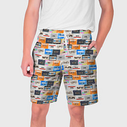 Шорты на шнурке мужские Ретро магнитофонные кассеты, цвет: 3D-принт