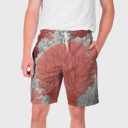 Шорты на шнурке мужские Красные и белые кораллы, цвет: 3D-принт