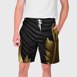 Шорты на шнурке мужские Узоры золотые на черном фоне, цвет: 3D-принт
