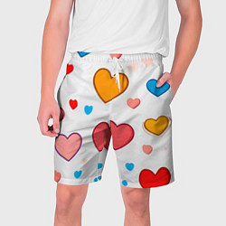 Шорты на шнурке мужские Сердца сердечки, цвет: 3D-принт