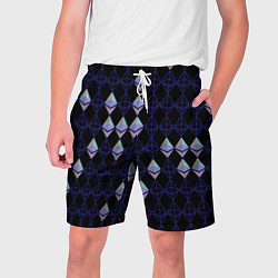 Шорты на шнурке мужские Криптовалюта Ethereum на черном, цвет: 3D-принт