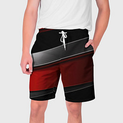 Шорты на шнурке мужские Красный серый и черный, цвет: 3D-принт
