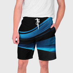 Шорты на шнурке мужские Черная и синяя геометрическая абстракция, цвет: 3D-принт