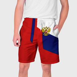Шорты на шнурке мужские Спортивная текстура герб России, цвет: 3D-принт
