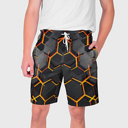 Шорты на шнурке мужские Нано соты шестиугольник, цвет: 3D-принт